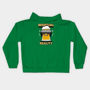 Funny Kawaii Beer Cartoon Virtual Reality Gamer AI Gift For Beer Drinkers Kids Hoodie